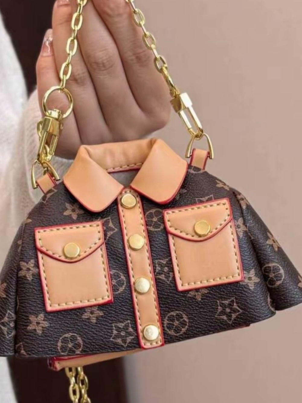 Stylish brown and Cream Miniature Jacket Bag